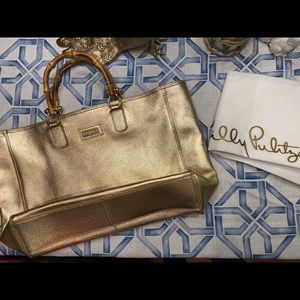 Lilly Pulitzer Gold Leather Tote